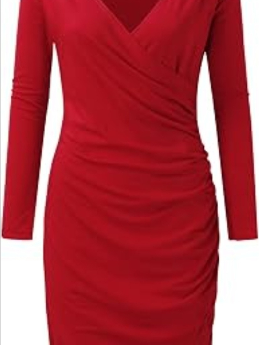 le chateau Red Long Sleeve Ruched Wrap Dress